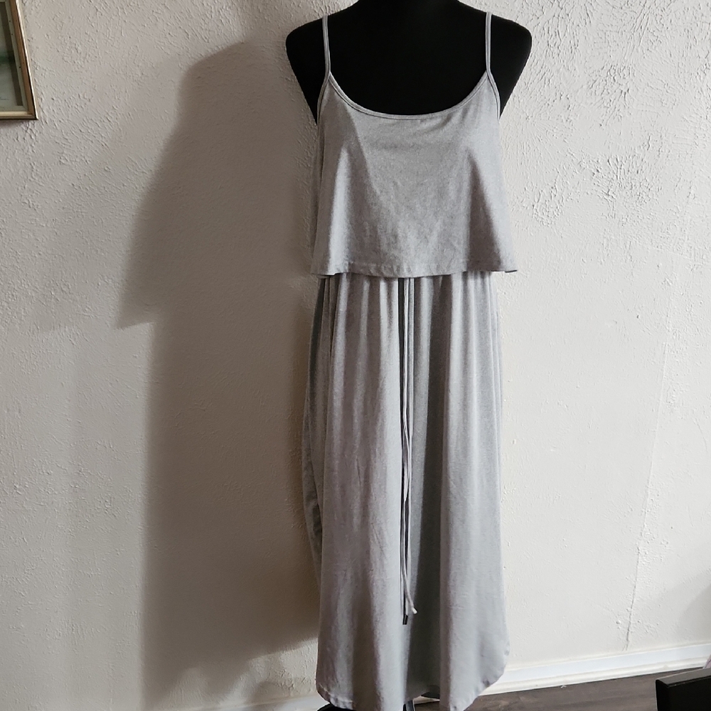 Chic Gray Spaghetti Strap Maxi Dress